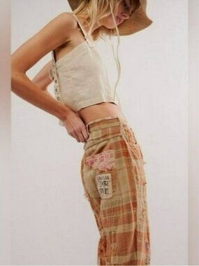 Magnolia Pearl Patchwork Crossroads Carmel Plaid Pants Free People
